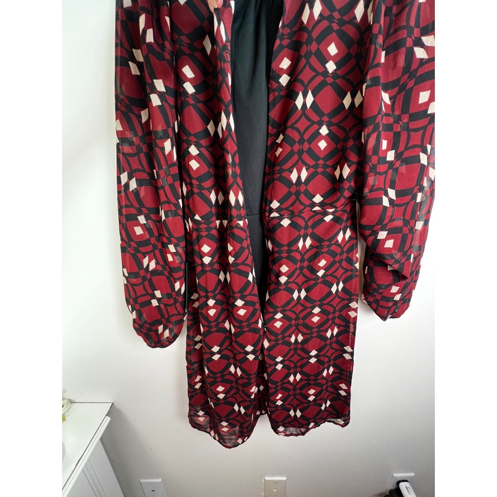 Black Tape‎ Geo Print Sheer Long Sleeve Sheath Dress Women Size S NWT
